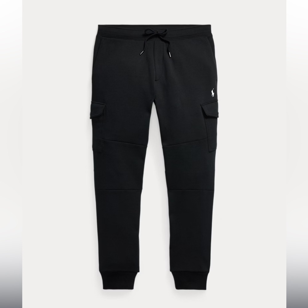 Polo by Ralph Lauren Double Knit Black Cargo Jogger Sweatpants Preppy Athletic
